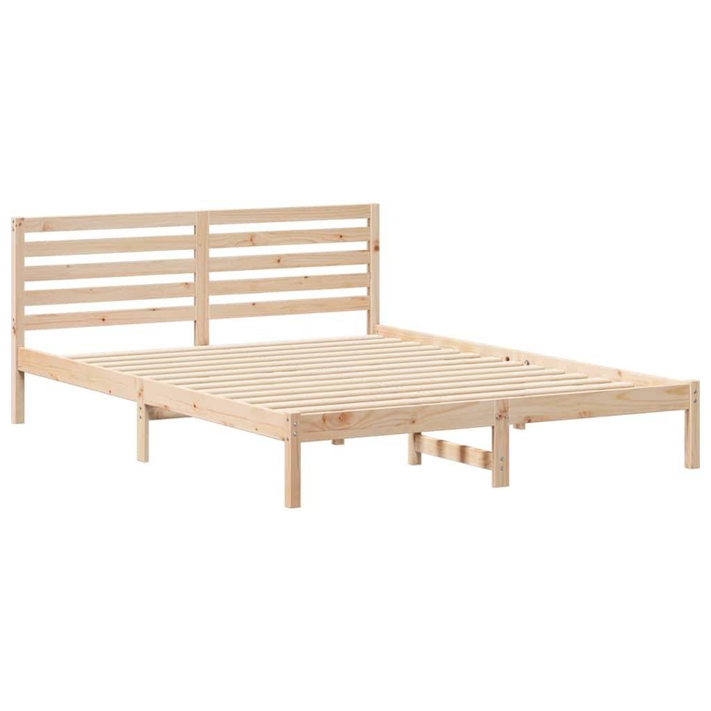 vidaXL Bettrahmen mit Kopfteil Braun 160 x 210 cm Massives Kiefernholz