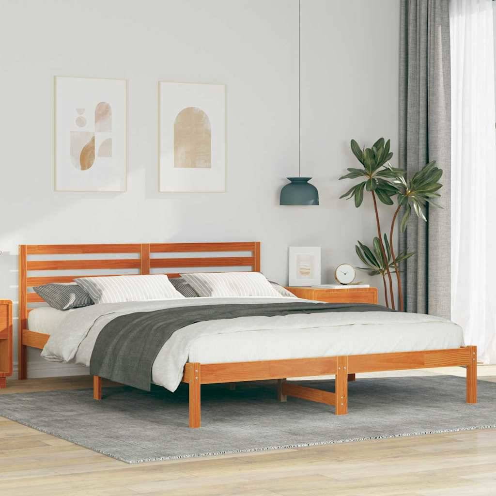 vidaXL Bettrahmen Wachsbraun 160 x 210 cm Massives Kiefernholz