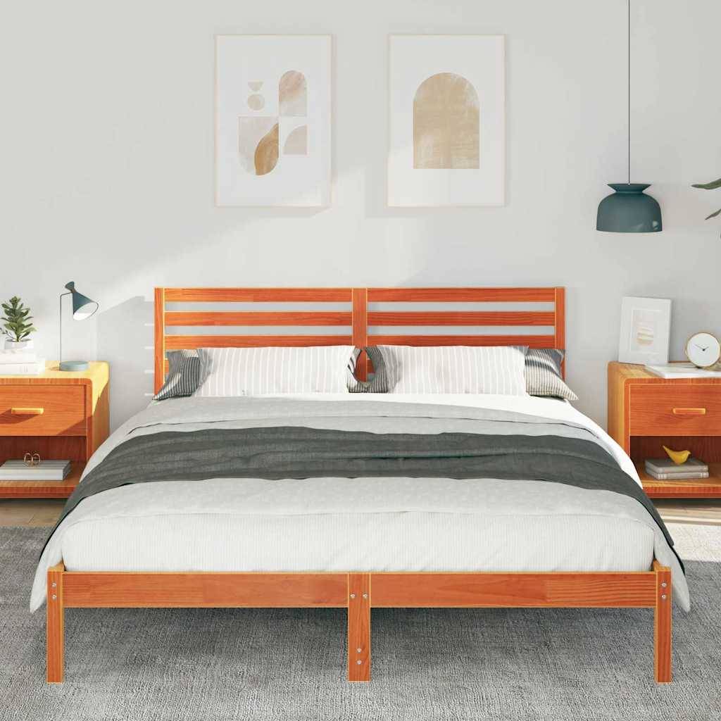 vidaXL Bettrahmen Wachsbraun 160 x 210 cm Massives Kiefernholz