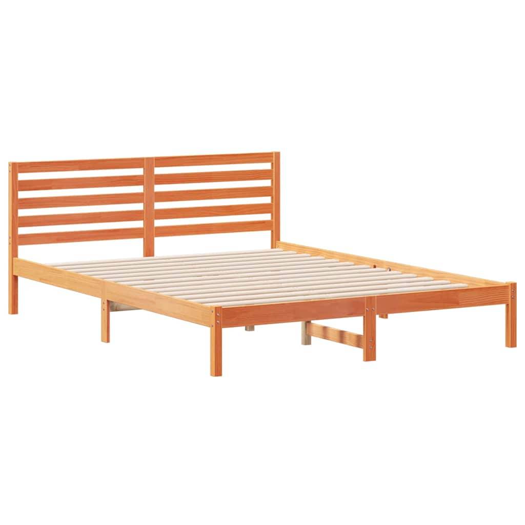vidaXL Bettrahmen Wachsbraun 160 x 210 cm Massives Kiefernholz