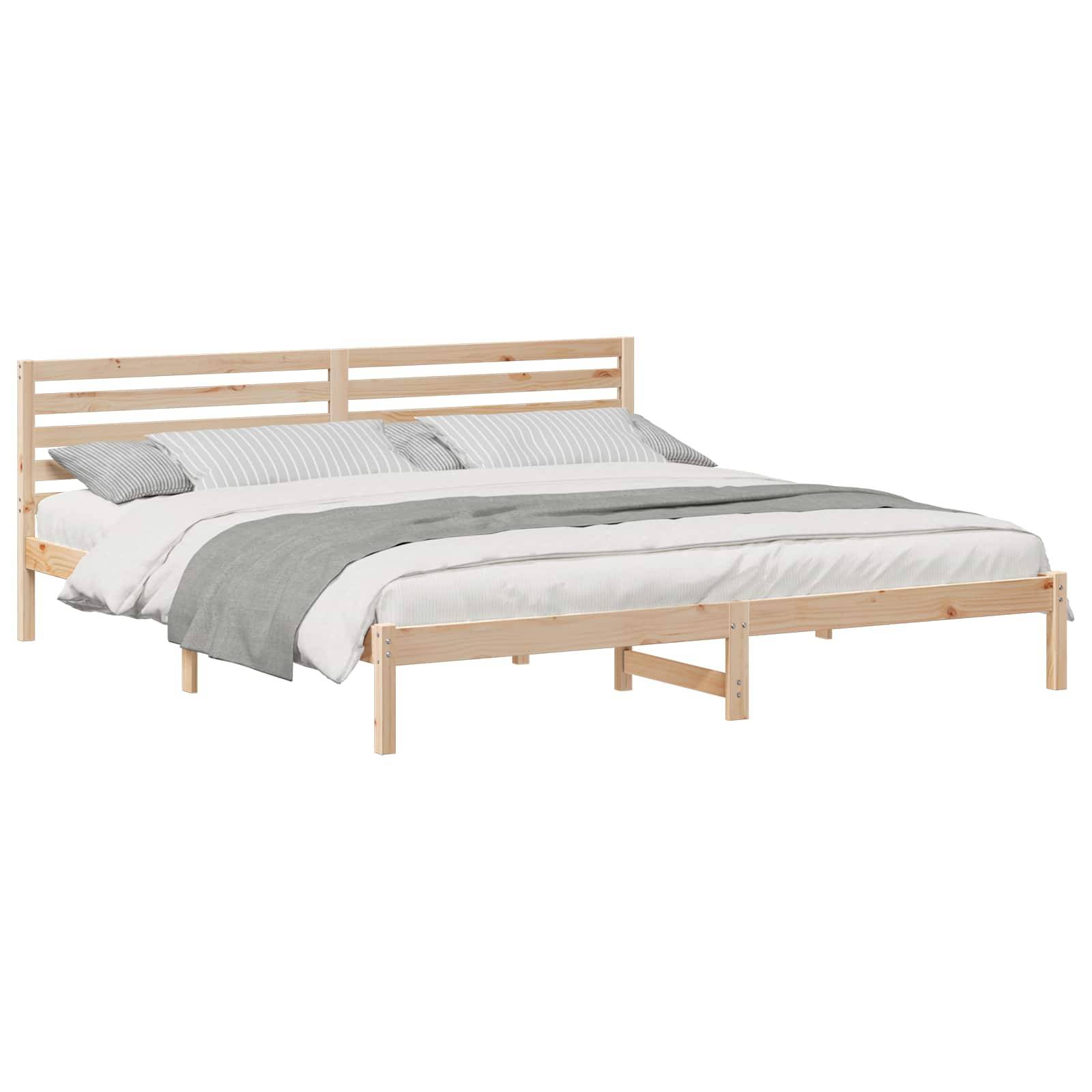 vidaXL Bettrahmen mit Kopfteil Braun 180 x 210 cm Massives Kiefernholz