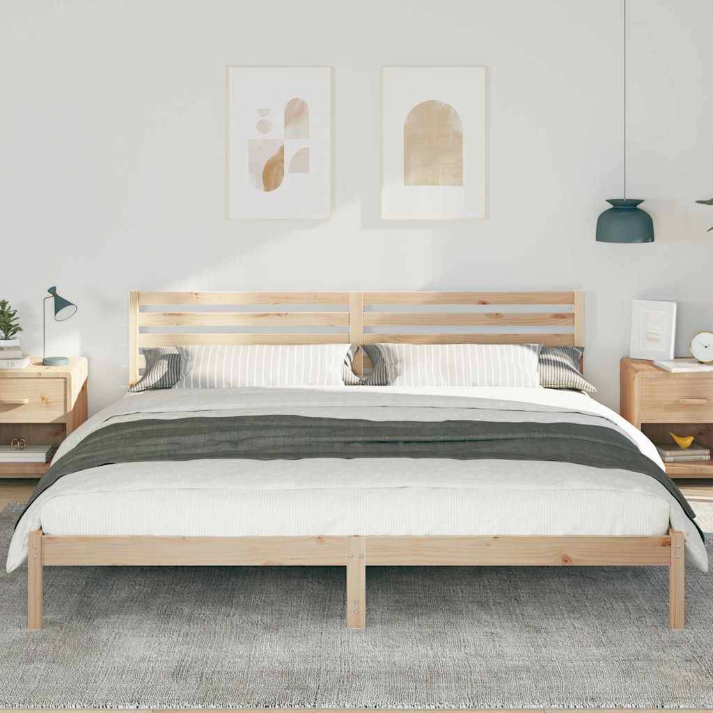vidaXL Bettrahmen mit Kopfteil Braun 180 x 210 cm Massives Kiefernholz