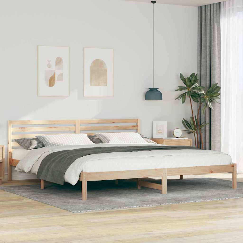 vidaXL Bettrahmen mit Kopfteil Braun 180 x 210 cm Massives Kiefernholz