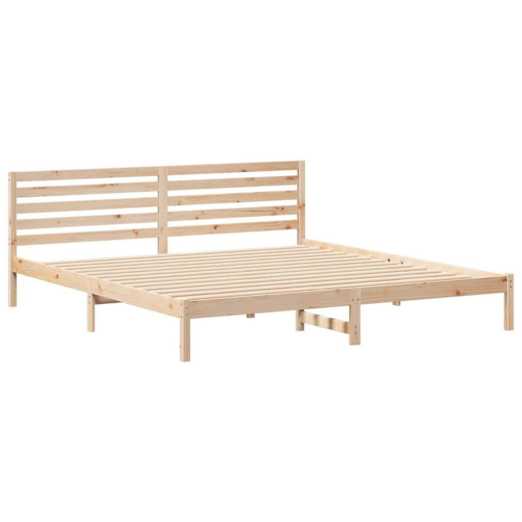vidaXL Bettrahmen mit Kopfteil Braun 200 x 220 cm Massives Kiefernholz