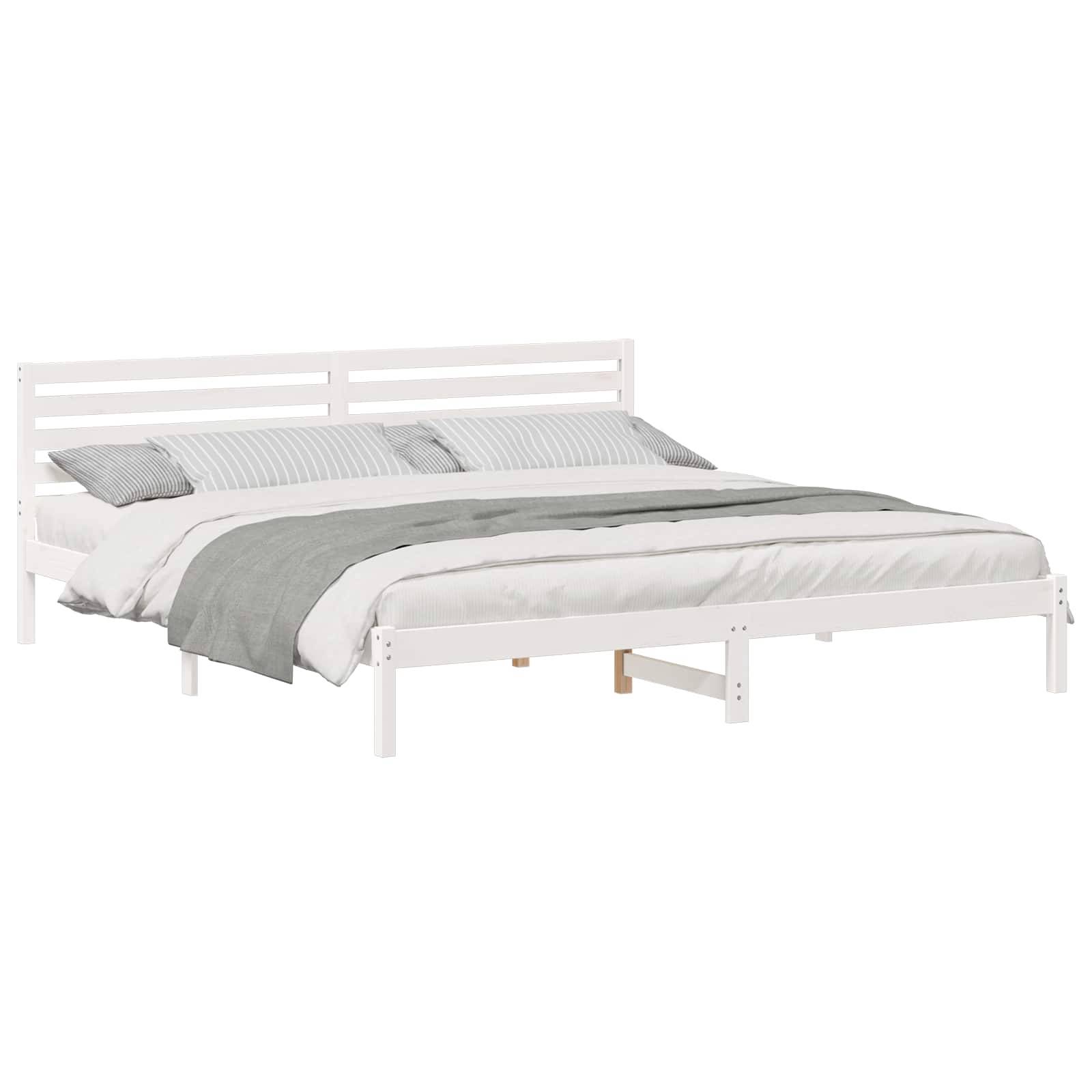 vidaXL Bettrahmen mit Kopfteil Weiß 180 x 210 cm Massives Kiefernholz