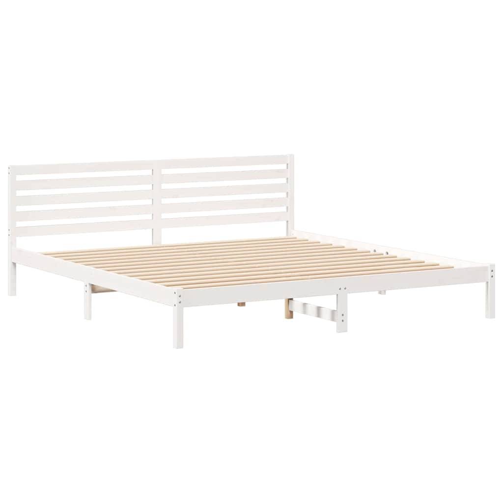 vidaXL Bettrahmen mit Kopfteil Weiß 180 x 210 cm Massives Kiefernholz