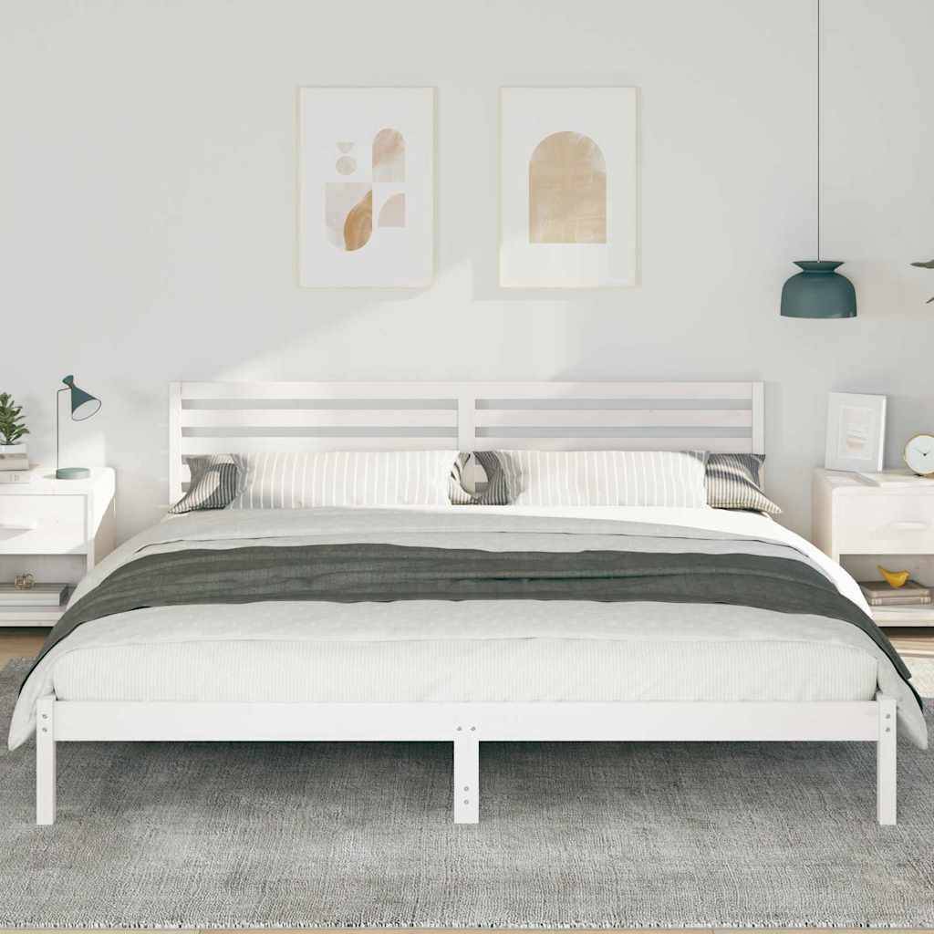 vidaXL Bettrahmen mit Kopfteil Weiß 180 x 210 cm Massives Kiefernholz