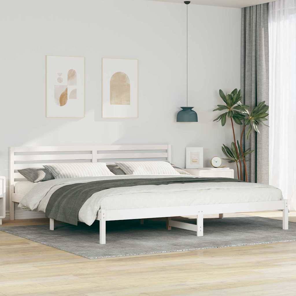 vidaXL Bettrahmen mit Kopfteil Weiß 180 x 210 cm Massives Kiefernholz