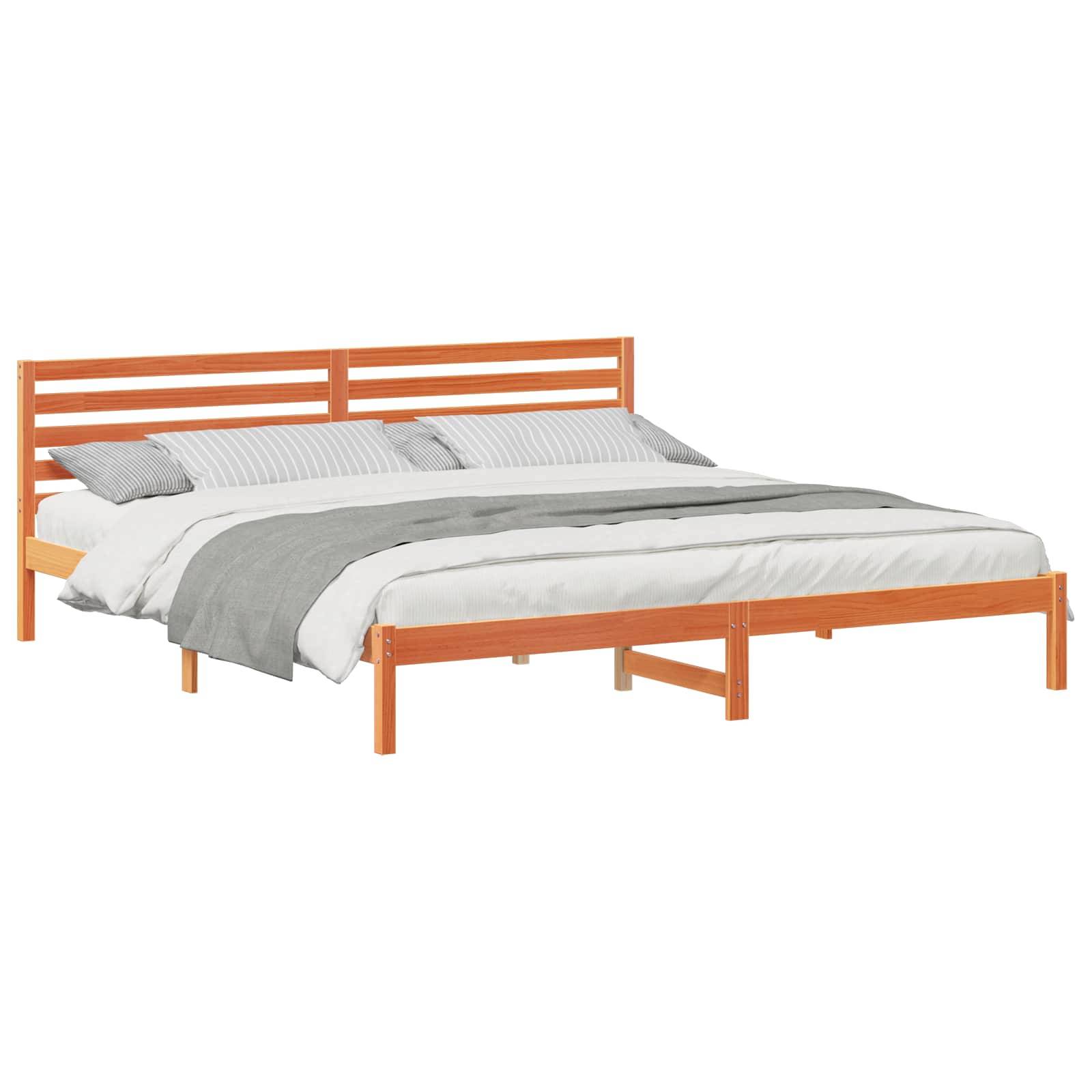 vidaXL Bettrahmen Wachsbraun 180 x 210 cm Massives Kiefernholz
