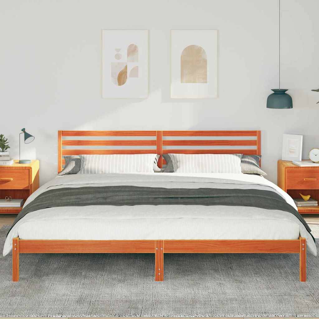 vidaXL Bettrahmen Wachsbraun 180 x 210 cm Massives Kiefernholz