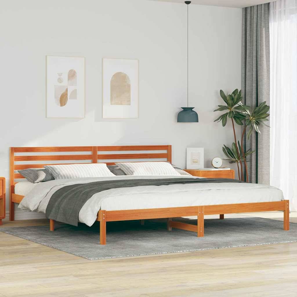 vidaXL Bettrahmen Wachsbraun 180 x 210 cm Massives Kiefernholz