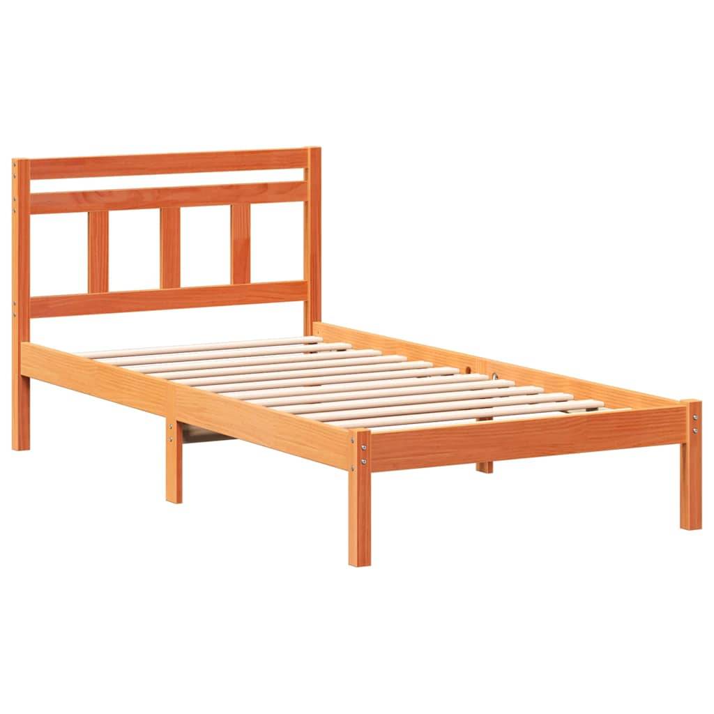 vidaXL Bettrahmen Braun 75 x 190 cm Massives Kiefernholz