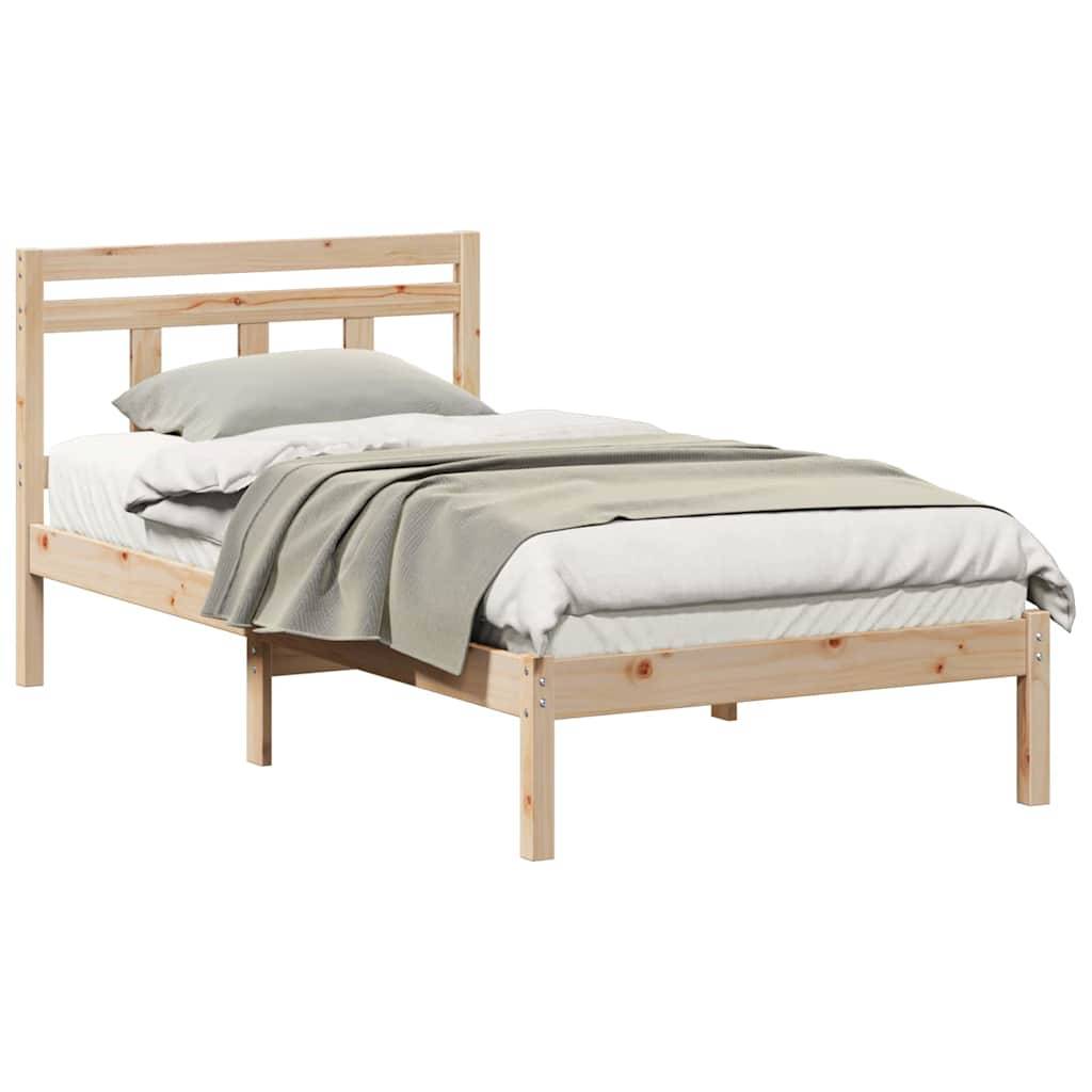 vidaXL Bettrahmen Braun 90 x 190 cm Massives Kiefernholz