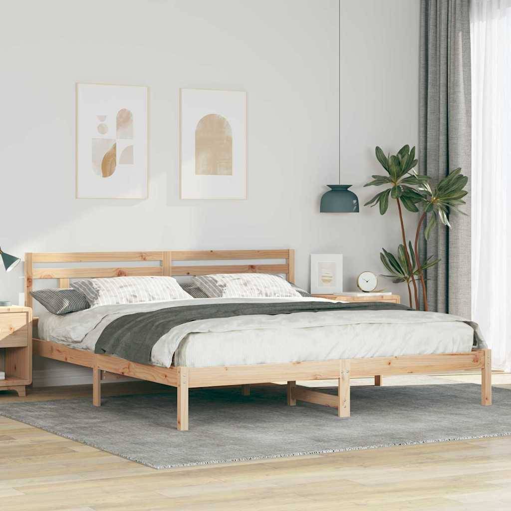 vidaXL Bettrahmen Braun 200 x 200 cm Massives Kiefernholz