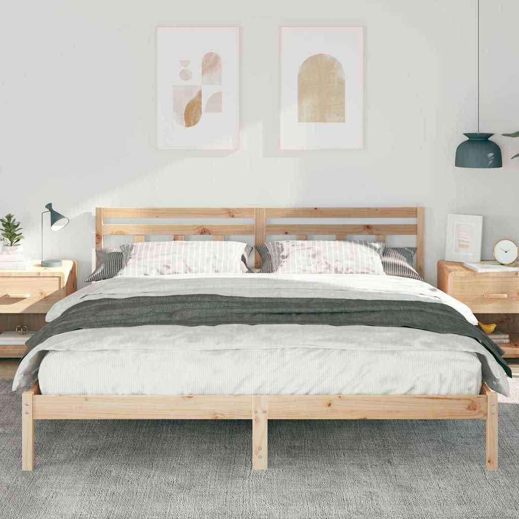 vidaXL Bettrahmen Braun 200 x 200 cm Massives Kiefernholz