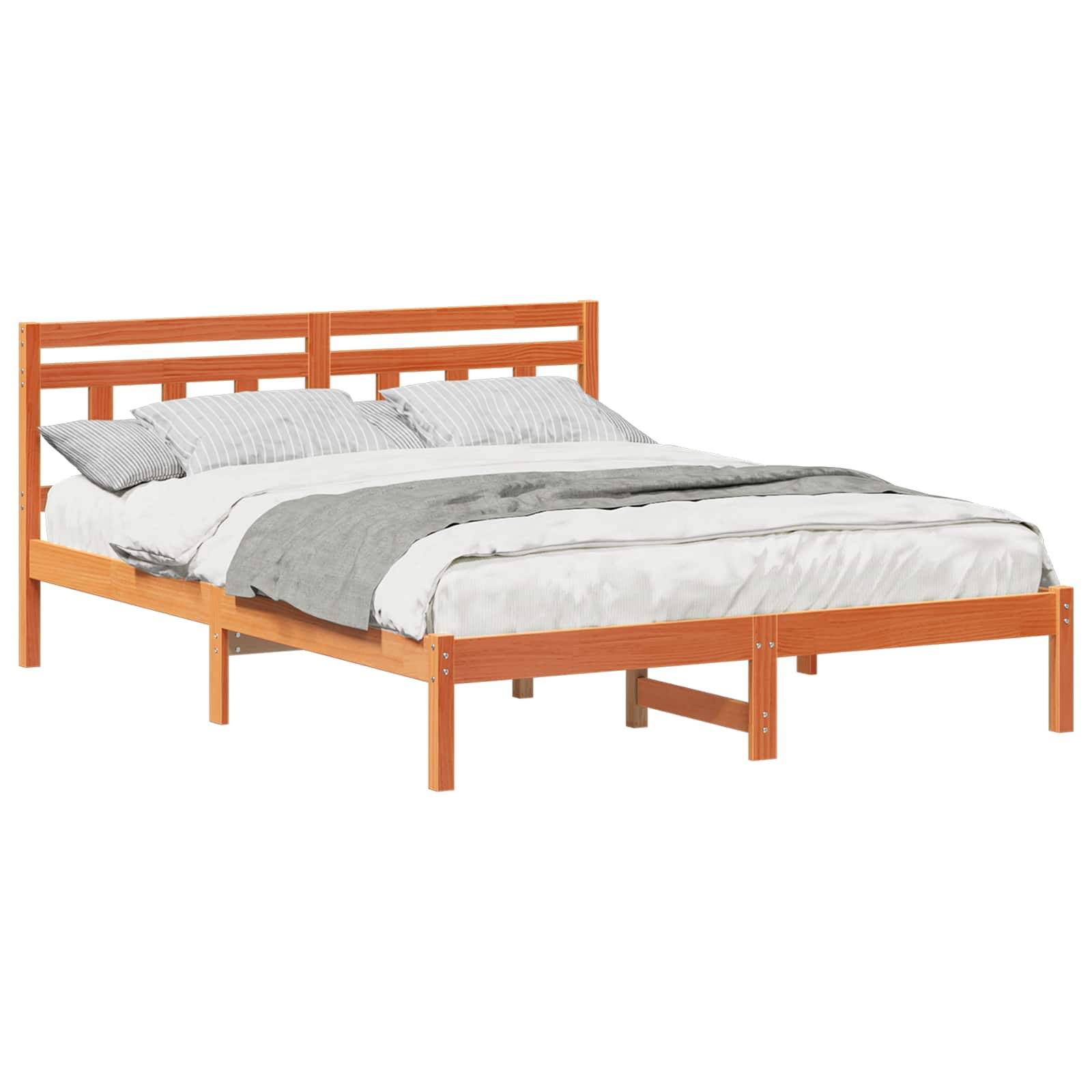 vidaXL Bettrahmen Braun 160 x 200 cm Massives Kiefernholz