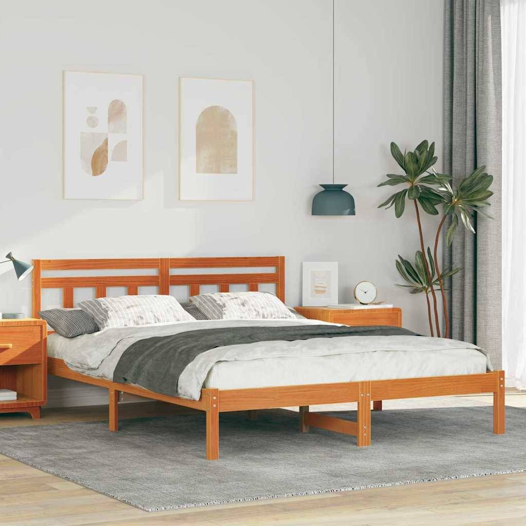 vidaXL Bettrahmen Braun 160 x 200 cm Massives Kiefernholz