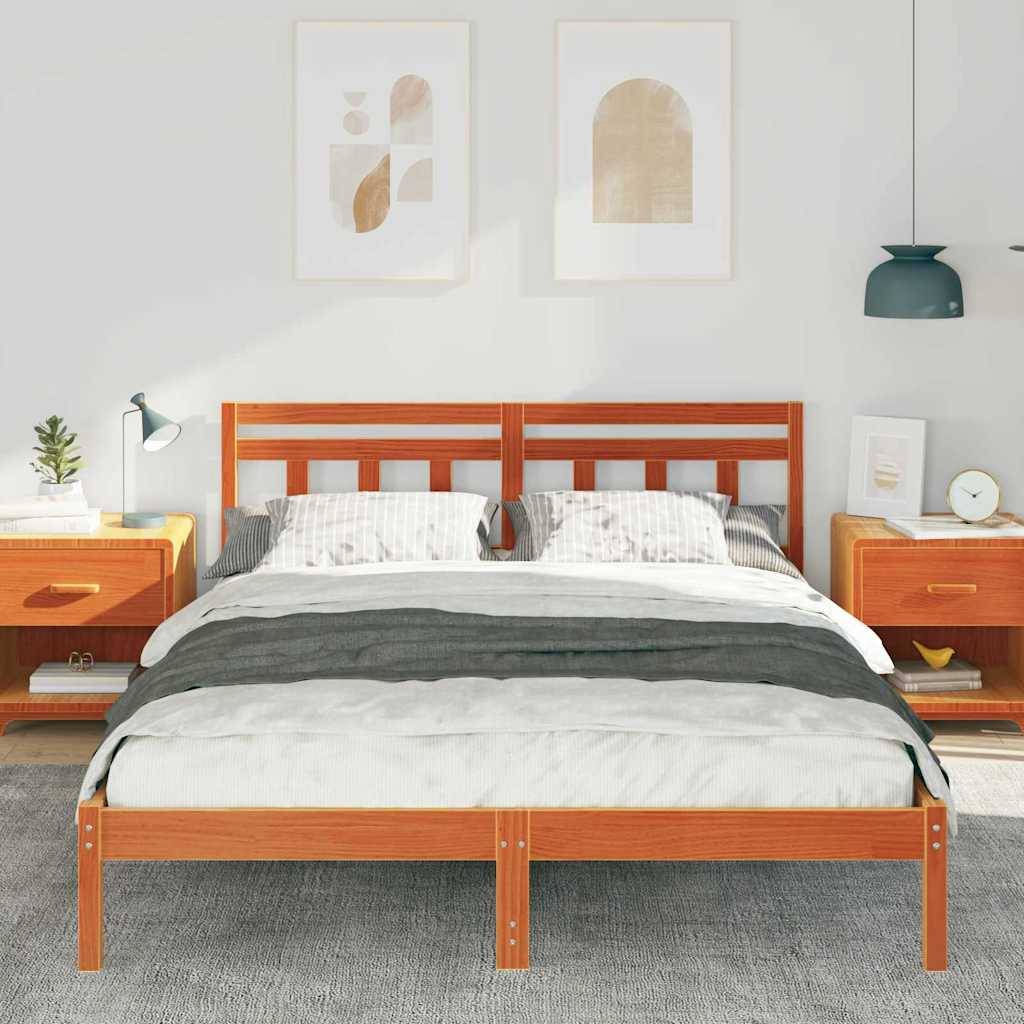 vidaXL Bettrahmen Braun 160 x 200 cm Massives Kiefernholz