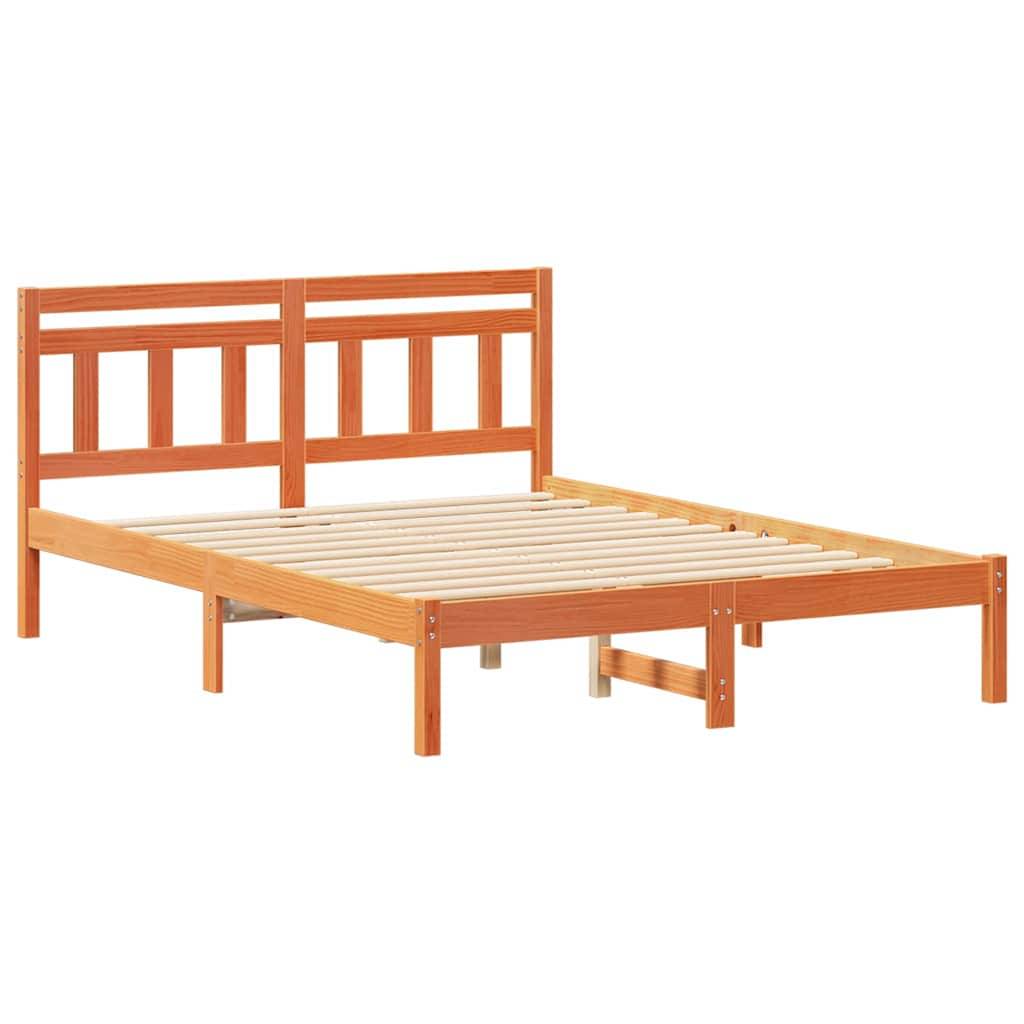 vidaXL Bettrahmen Braun 135 x 190 cm Massives Kiefernholz