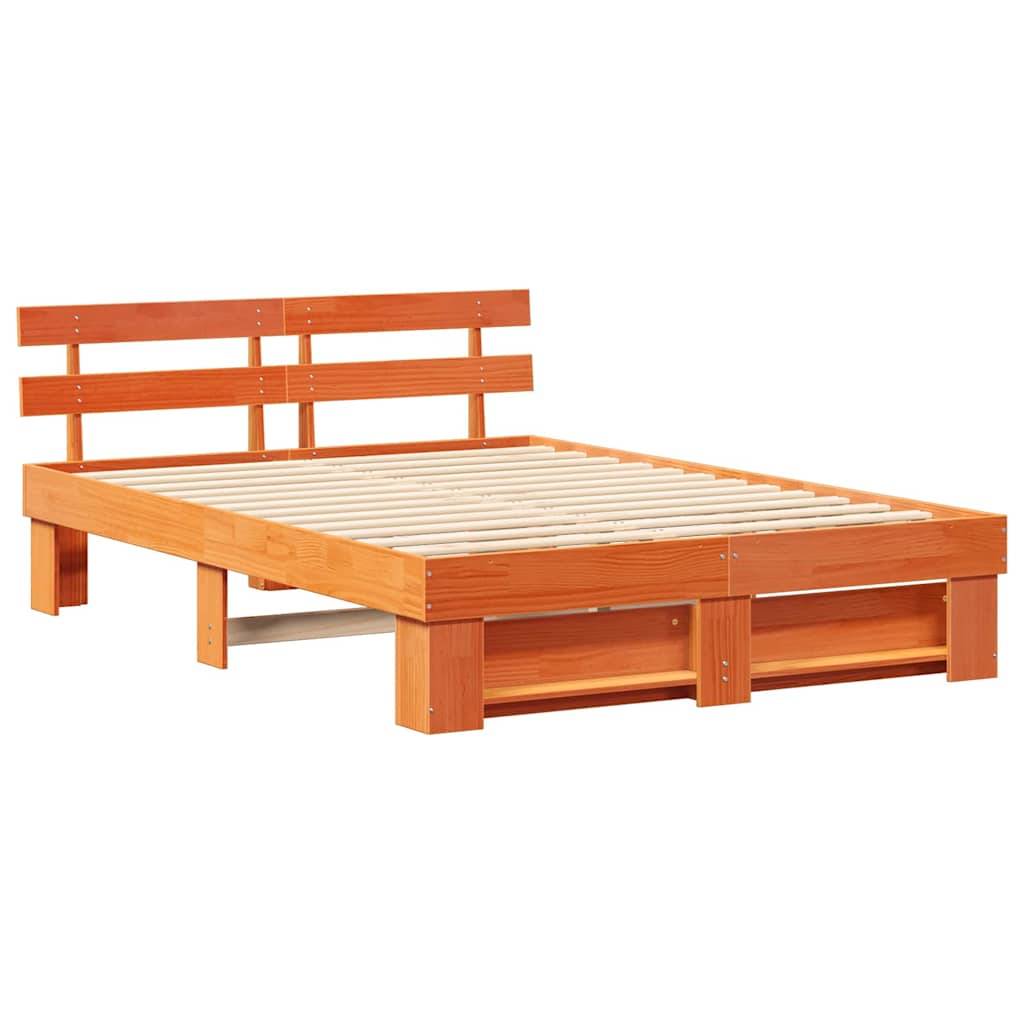 vidaXL Bettrahmen Wachsbraun 140 x 200 cm Massives Kiefernholz