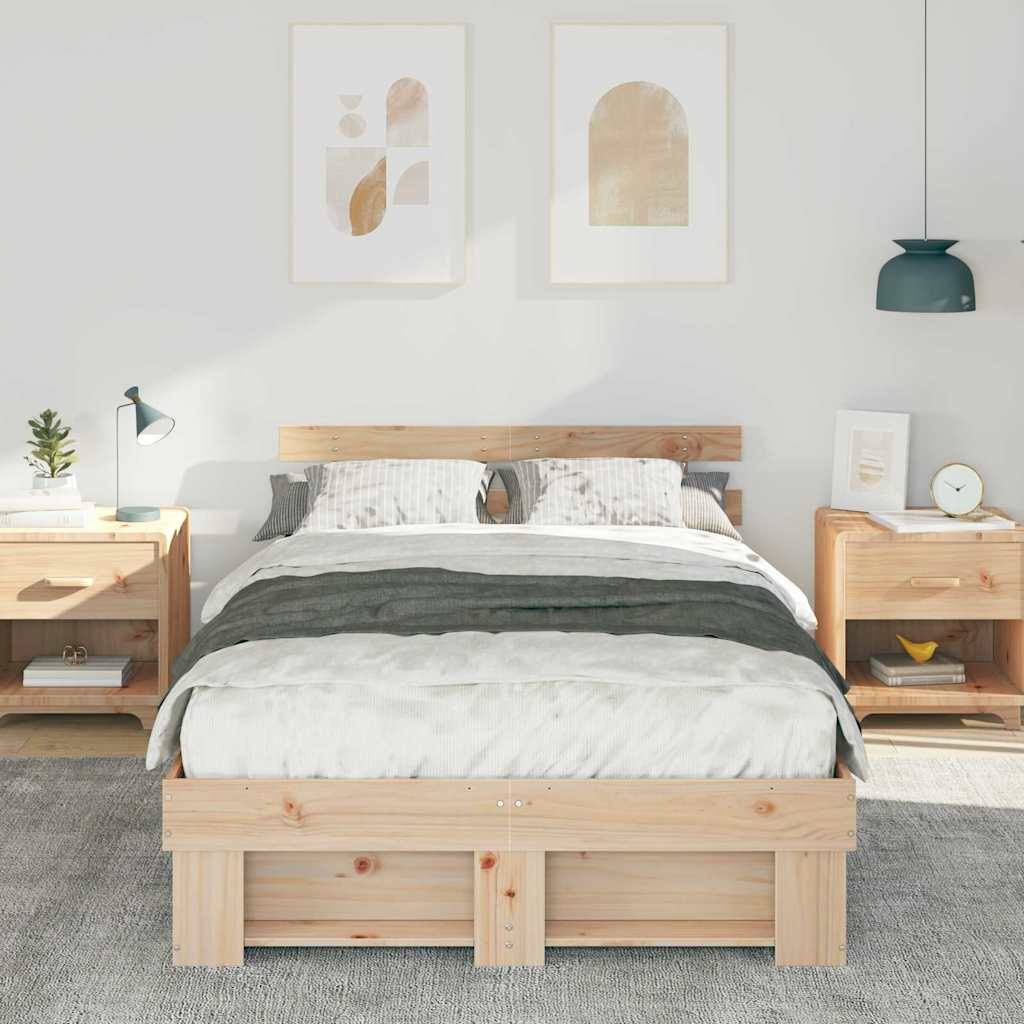 vidaXL Bettrahmen mit Kopfteil Braun 120 x 200 cm Massives Kiefernholz
