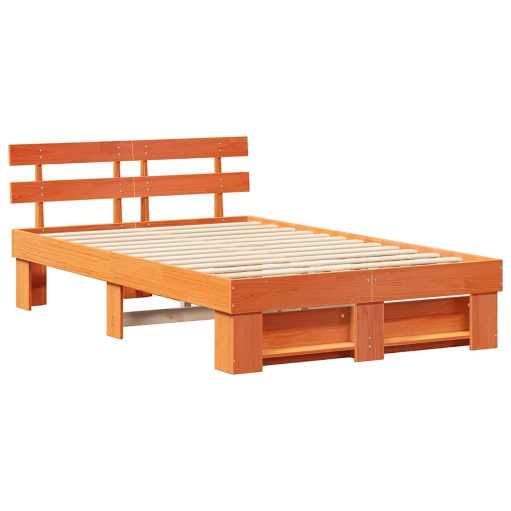 vidaXL Bettrahmen Wachsbraun 135 x 190 cm Massives Kiefernholz