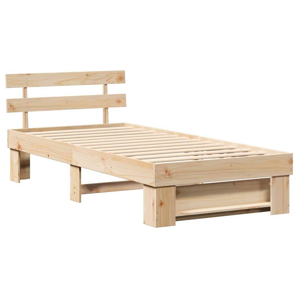 vidaXL Bettrahmen mit Kopfteil Braun 90 x 200 cm Massives Kiefernholz