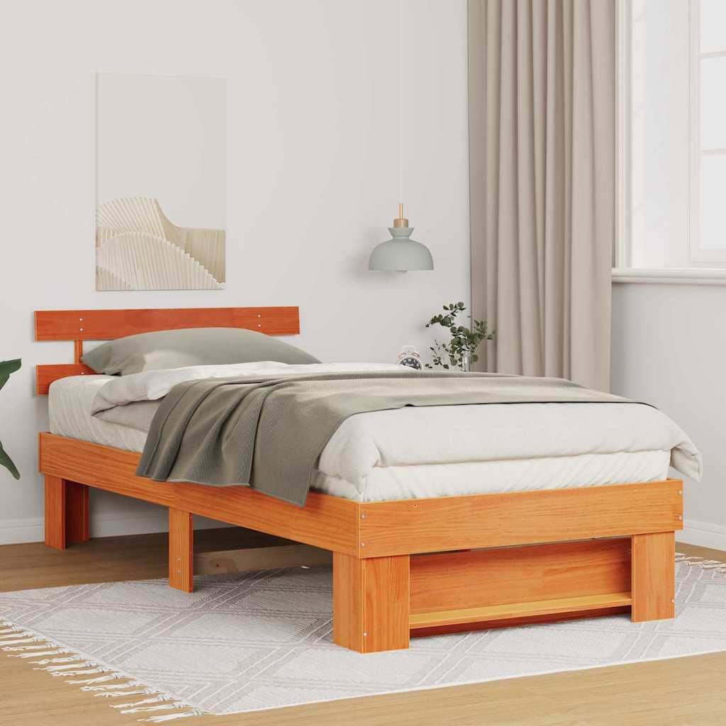 vidaXL Bettrahmen Wachsbraun 100 x 200 cm Massives Kiefernholz