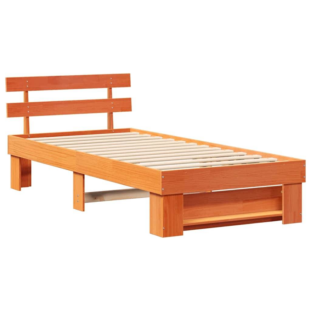 vidaXL Bettrahmen Wachsbraun 75 x 190 cm Massives Kiefernholz