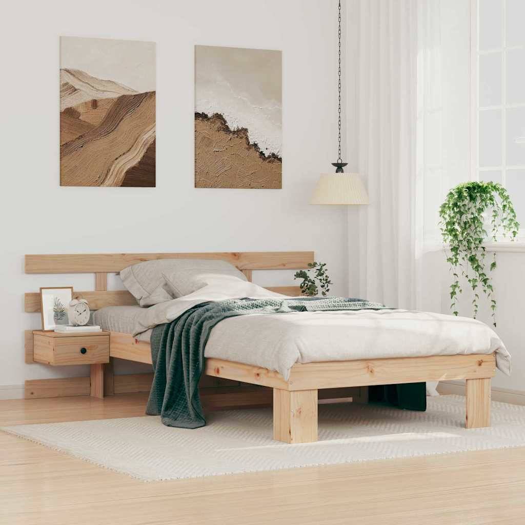 vidaXL Bettrahmen mit Kopfteil Braun 100 x 200 cm Massives Kiefernholz