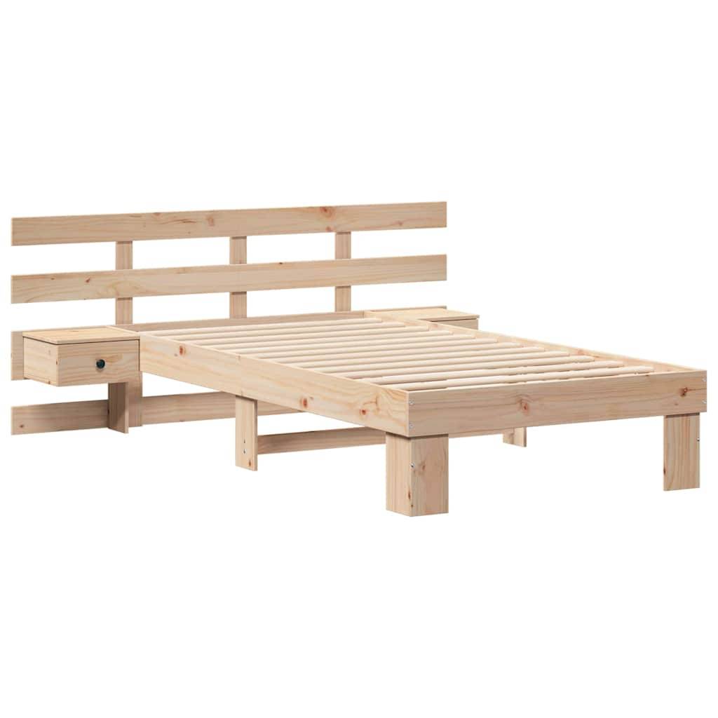 vidaXL Bettrahmen mit Kopfteil Braun 75 x 190 cm Massives Kiefernholz