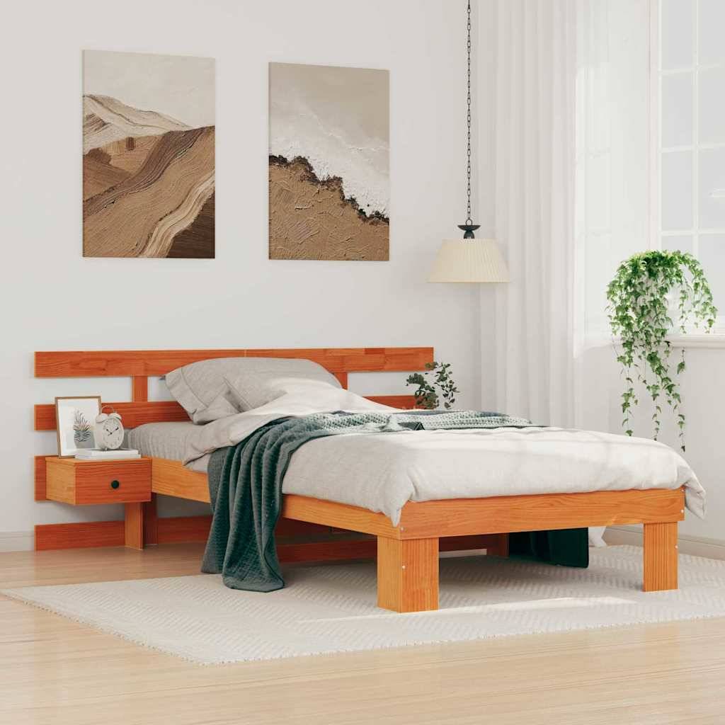 vidaXL Bettrahmen Wachsbraun 100 x 200 cm Massives Kiefernholz