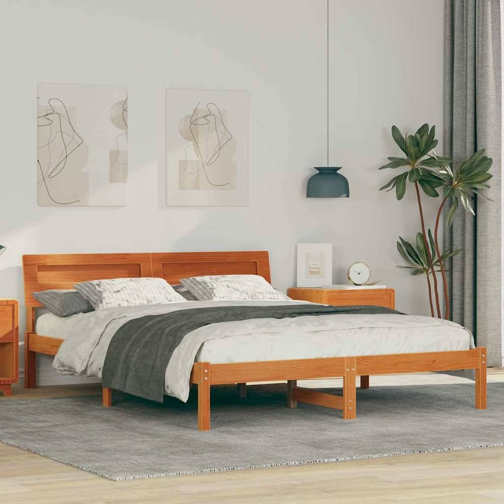 vidaXL Bettrahmen Wachsbraun 150 x 200 cm Massives Kiefernholz