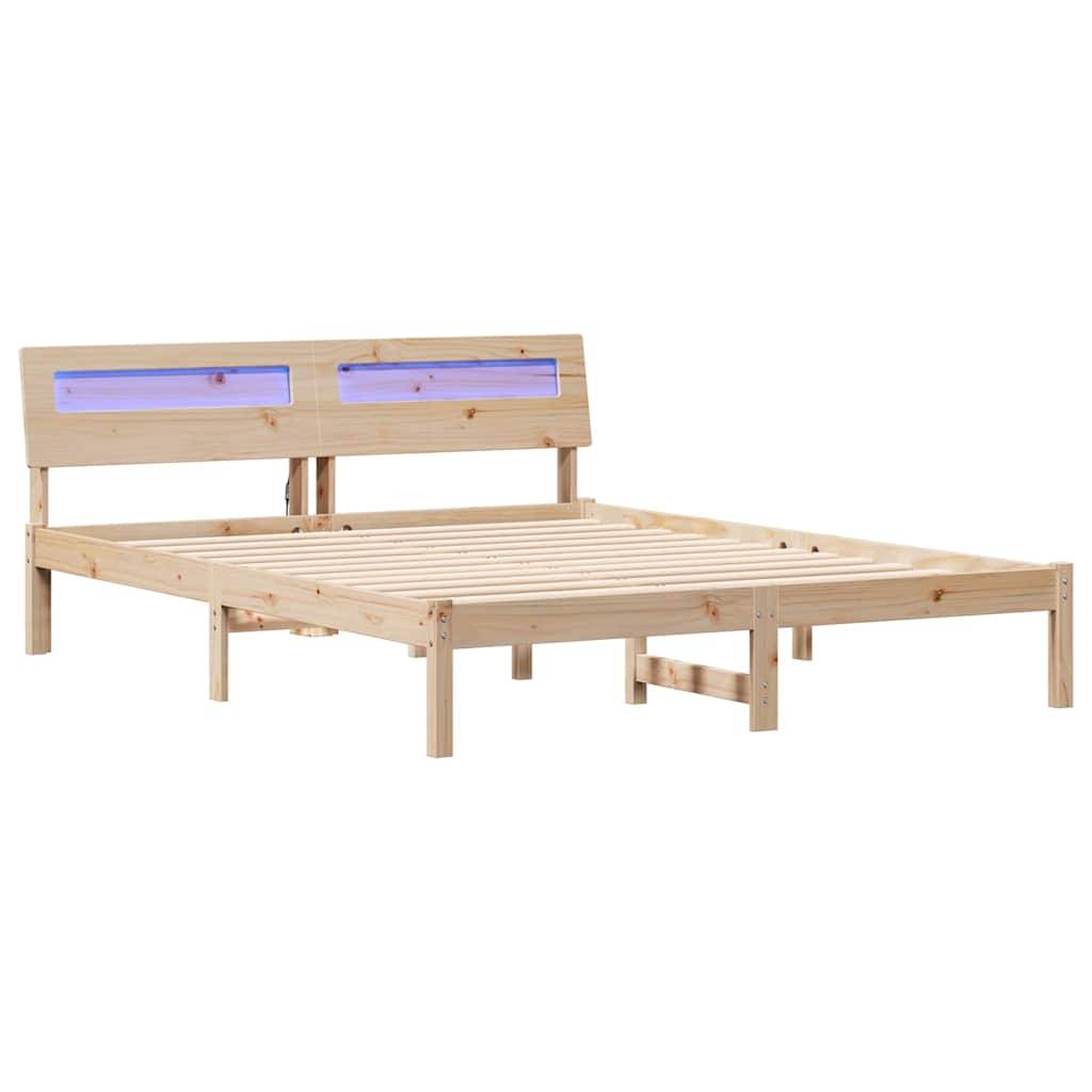 vidaXL Bettrahmen mit Kopfteil Braun 160 x 200 cm Massives Kiefernholz