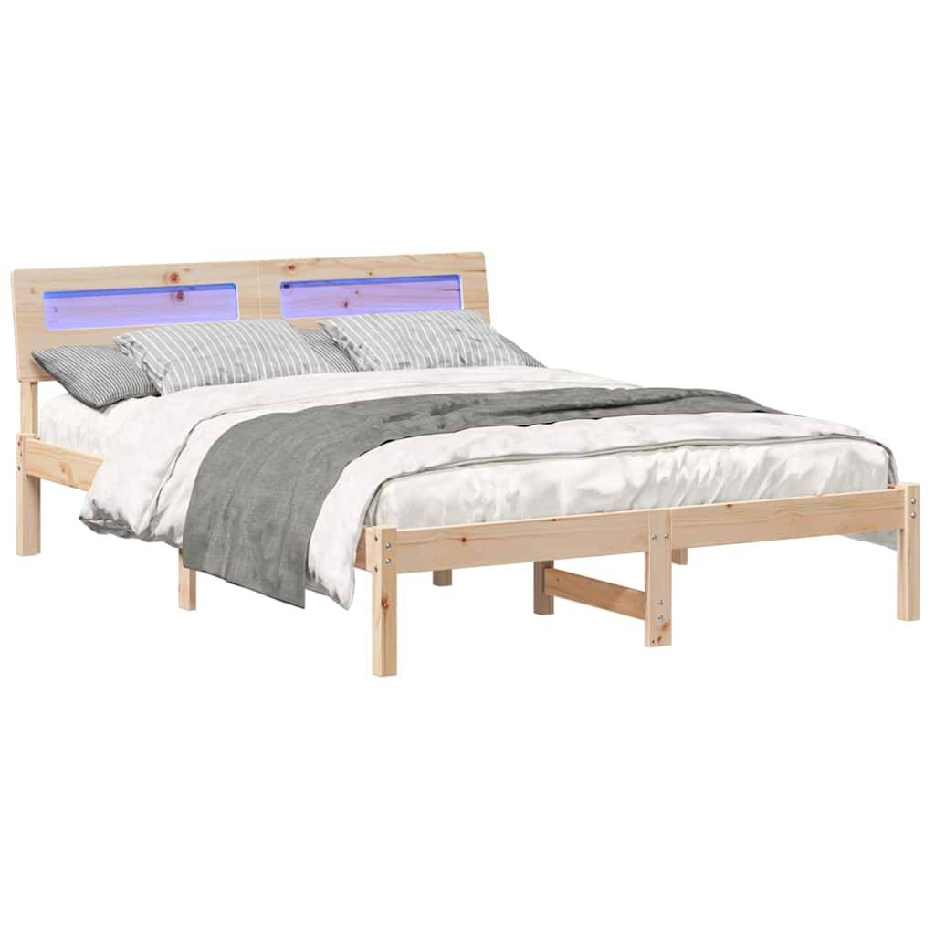 vidaXL Bettrahmen mit Kopfteil Braun 120 x 190 cm Massives Kiefernholz