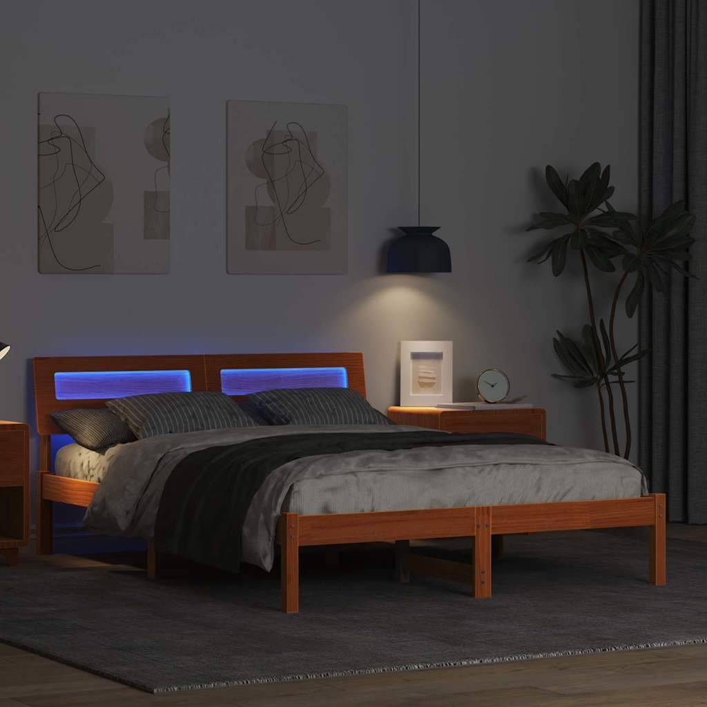vidaXL Bettrahmen Wachsbraun 120 x 190 cm Massives Kiefernholz