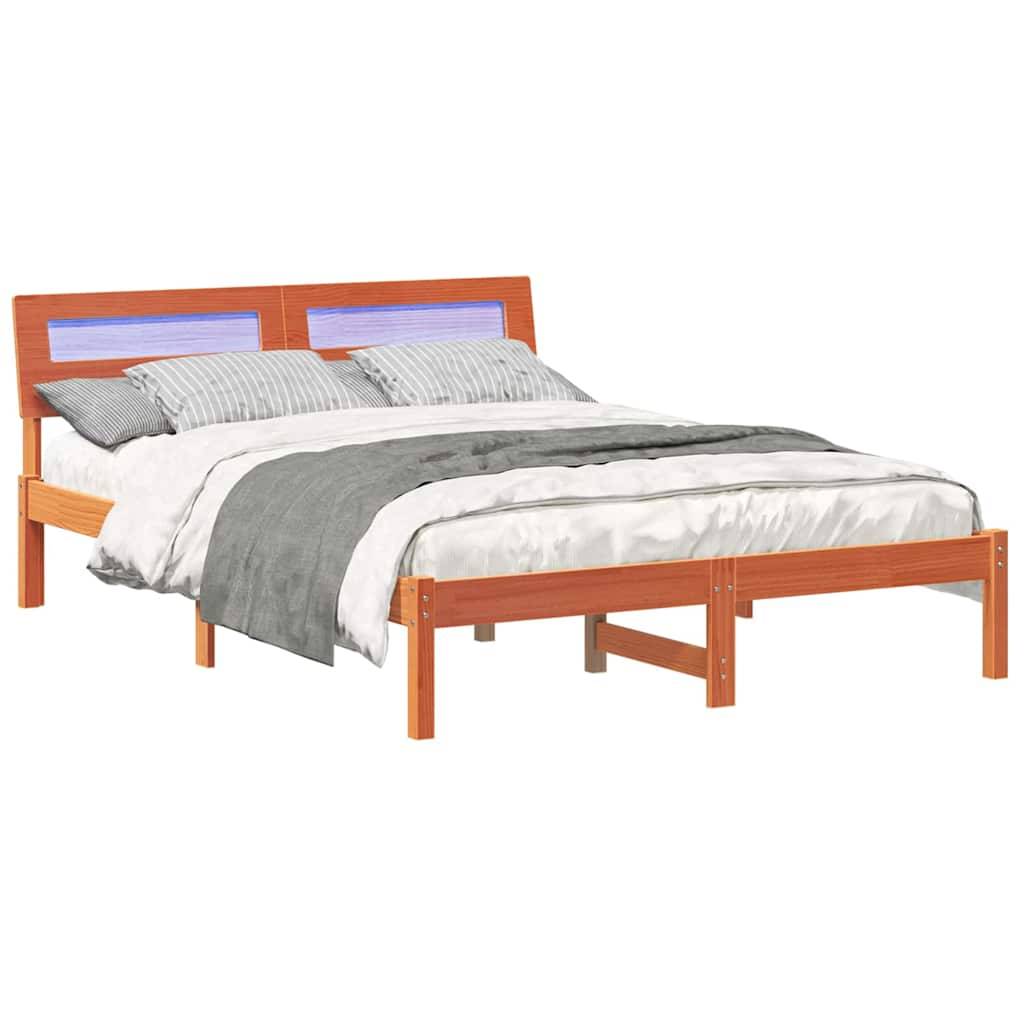 vidaXL Bettrahmen Wachsbraun 120 x 190 cm Massives Kiefernholz