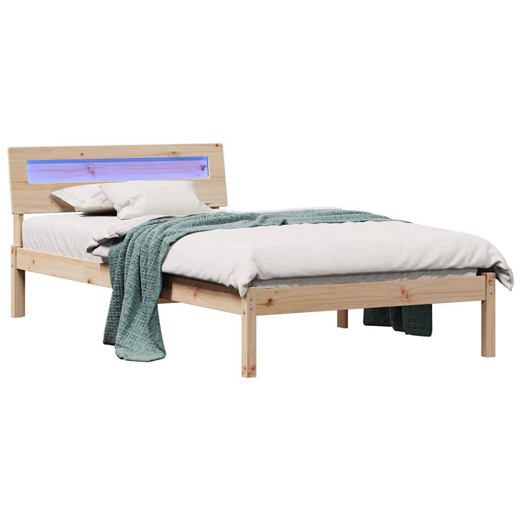 vidaXL Bettrahmen mit Kopfteil Braun 90 x 200 cm Massives Kiefernholz