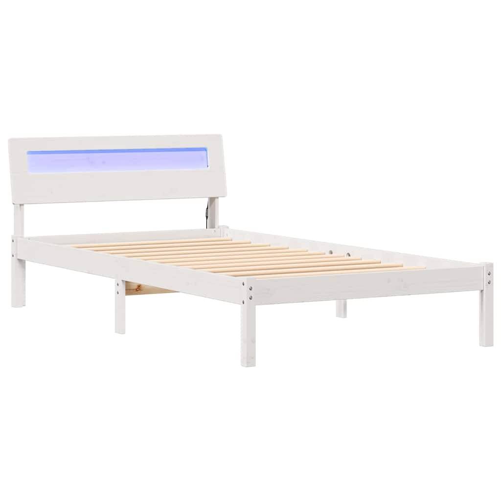 vidaXL Bettrahmen mit Kopfteil Weiß 100 x 200 cm Massives Kiefernholz