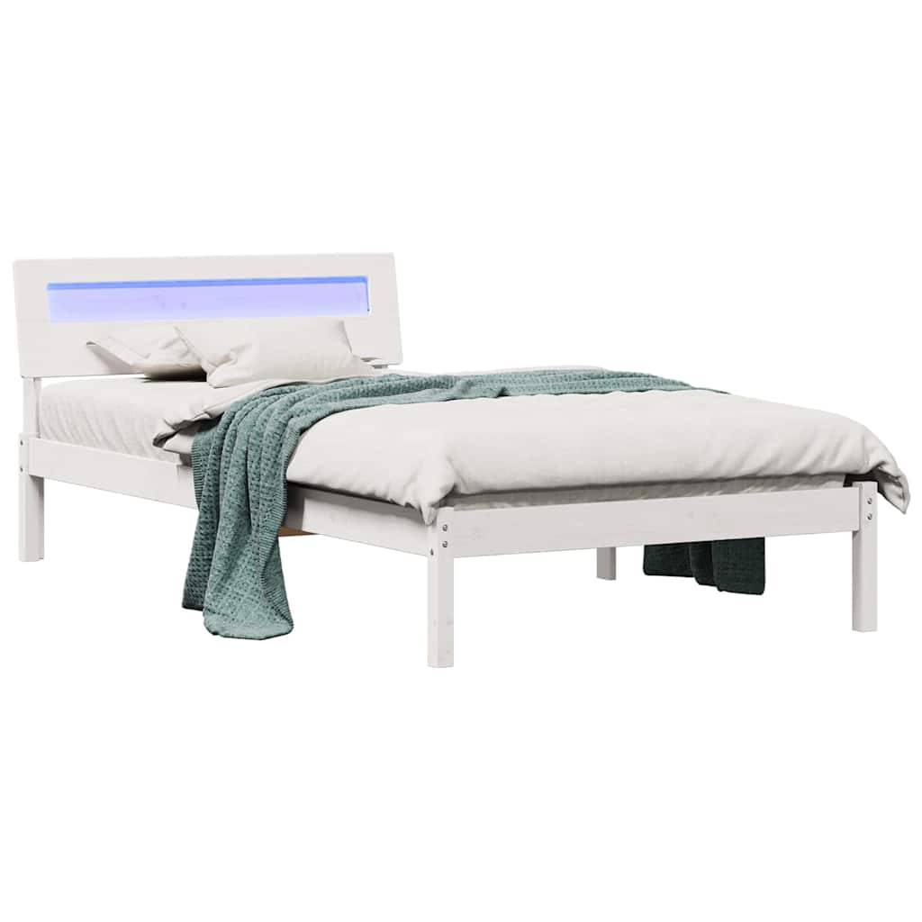 vidaXL Bettrahmen mit Kopfteil Weiß 100 x 200 cm Massives Kiefernholz