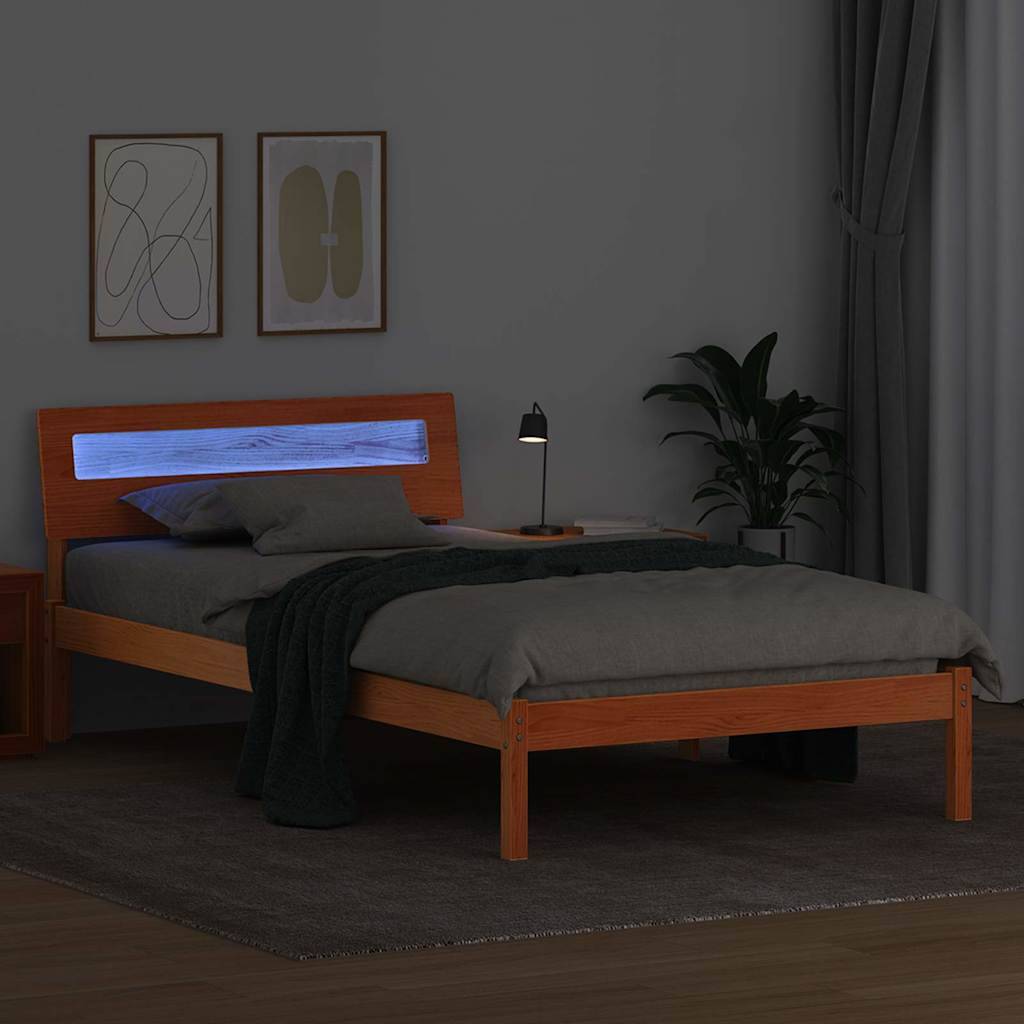 vidaXL Bettrahmen Wachsbraun 80 x 200 cm Massives Kiefernholz