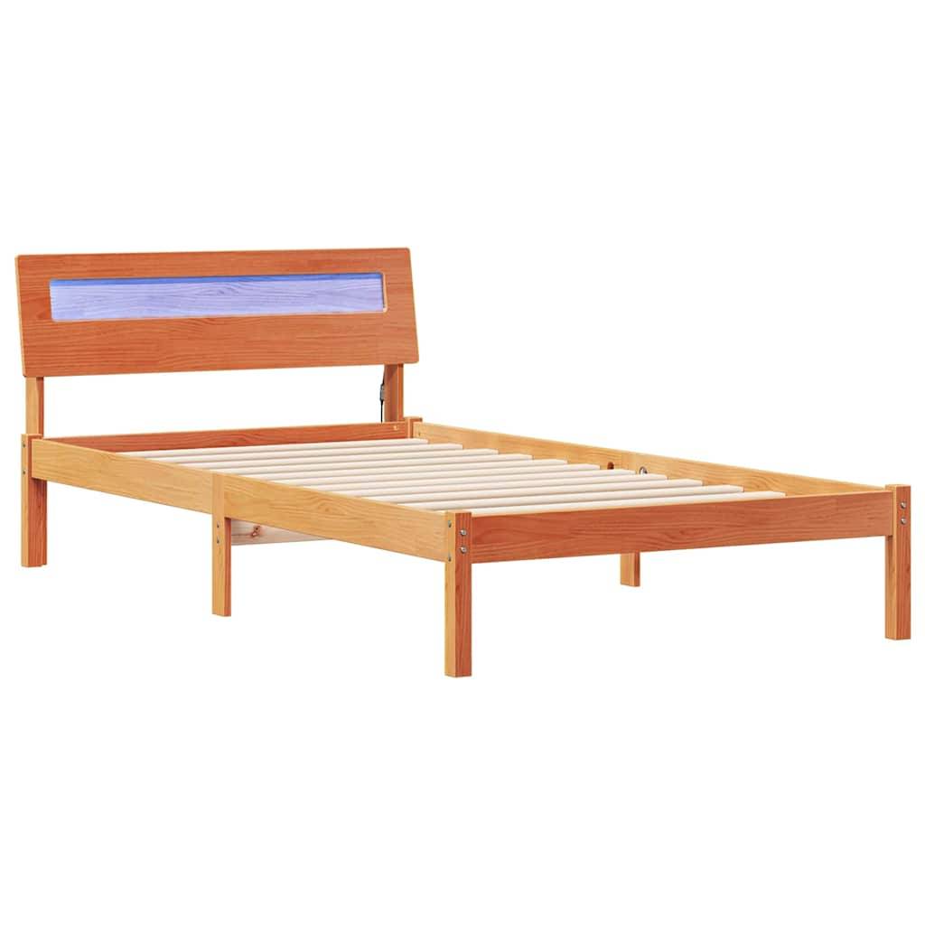 vidaXL Bettrahmen Wachsbraun 90 x 200 cm Massives Kiefernholz