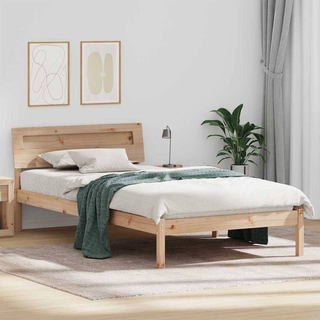 vidaXL Bettrahmen mit Kopfteil Braun 80 x 200 cm Massives Kiefernholz