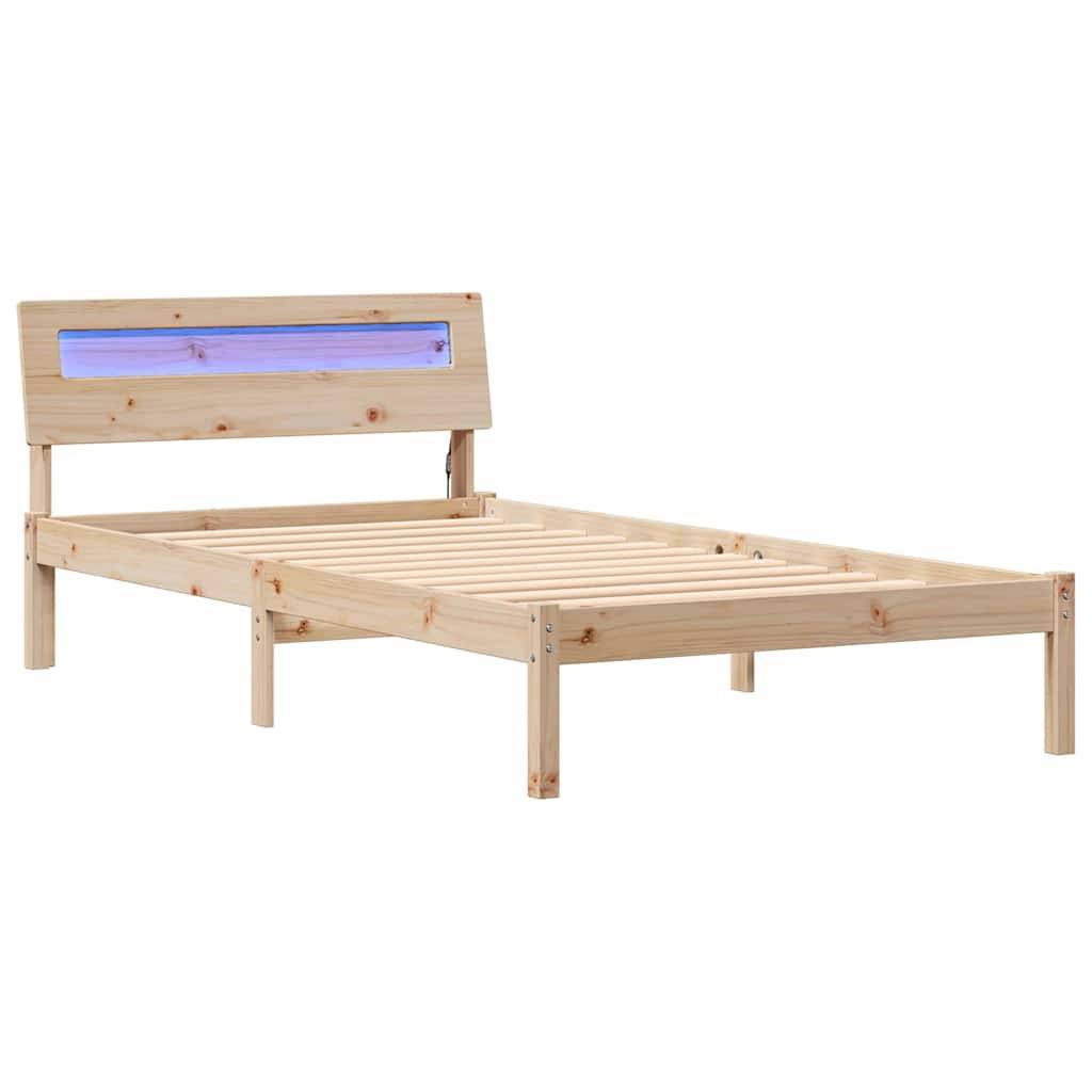 vidaXL Bettrahmen mit Kopfteil Braun 90 x 200 cm Massives Kiefernholz