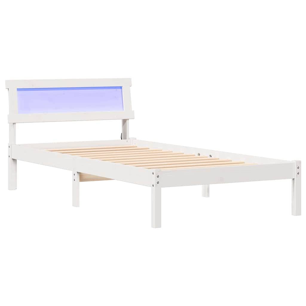 vidaXL Bettrahmen mit Kopfteil Weiß 100 x 200 cm Massives Kiefernholz