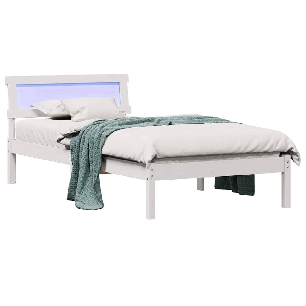 vidaXL Bettrahmen mit Kopfteil Weiß 100 x 200 cm Massives Kiefernholz
