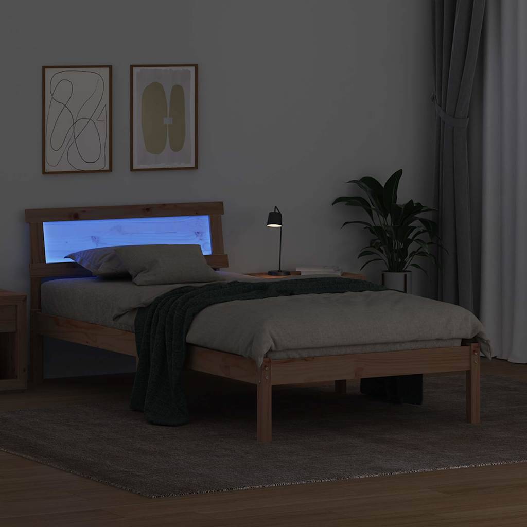 vidaXL Bettrahmen mit Kopfteil Braun 100 x 200 cm Massives Kiefernholz