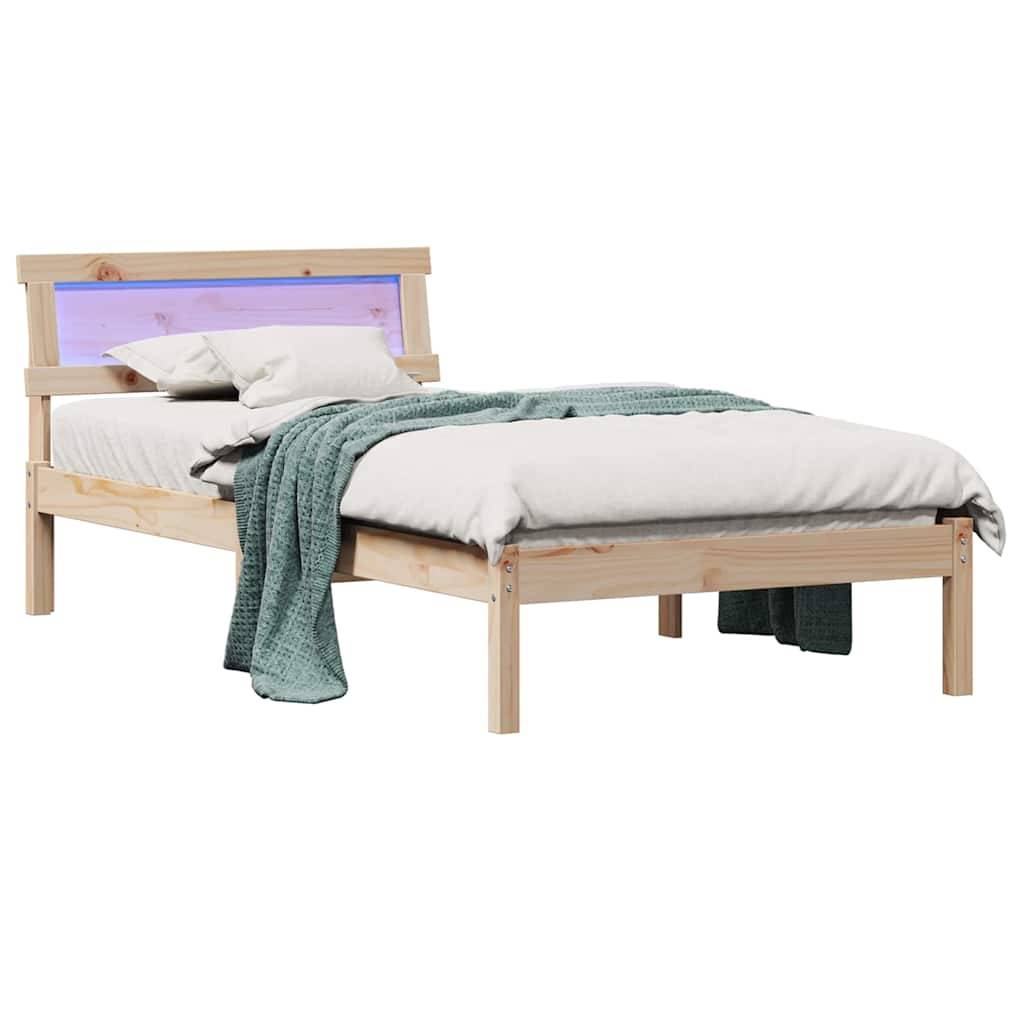 vidaXL Bettrahmen mit Kopfteil Braun 75 x 190 cm Massives Kiefernholz