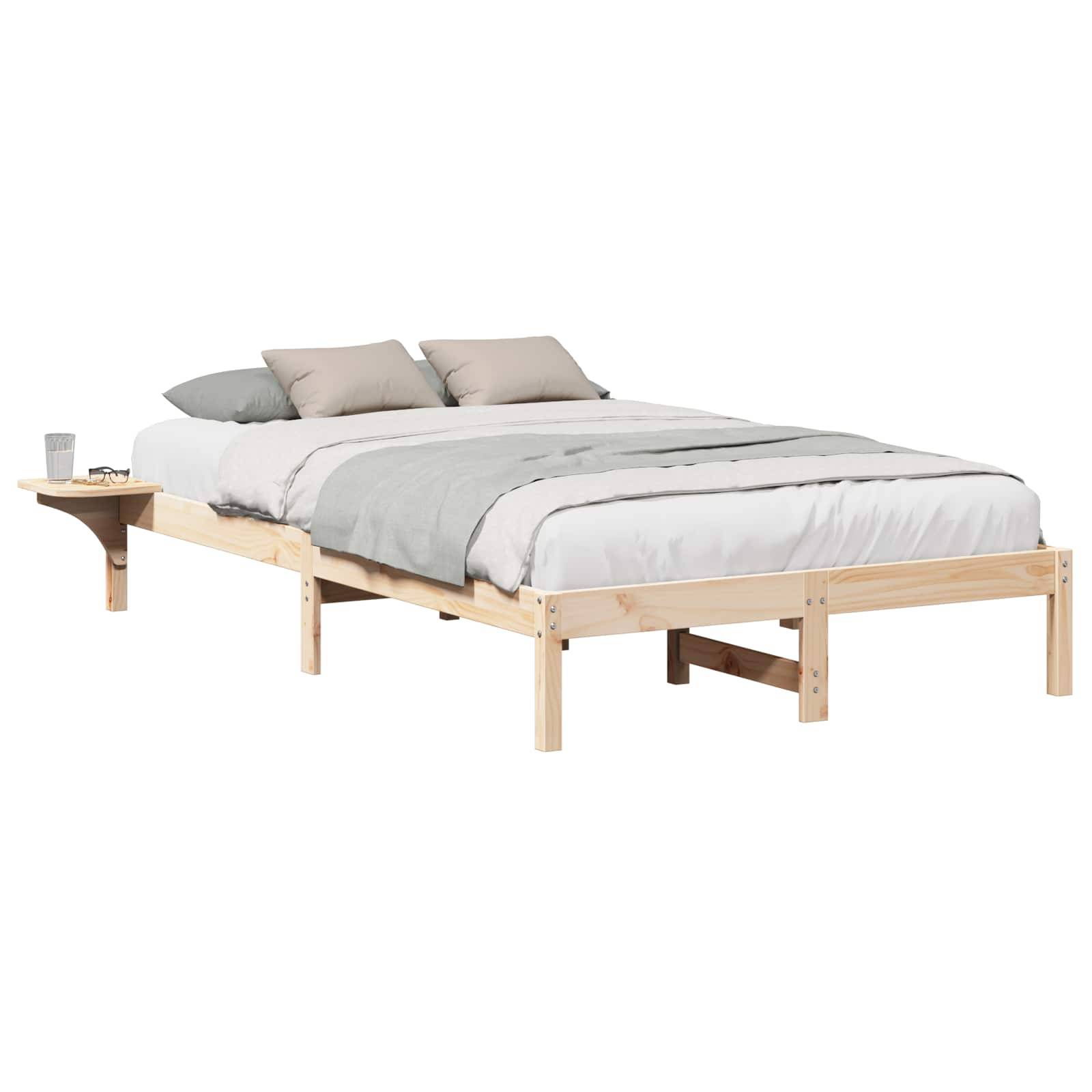 vidaXL Bettrahmen Natur 120 x 200 cm Massives Kiefernholz