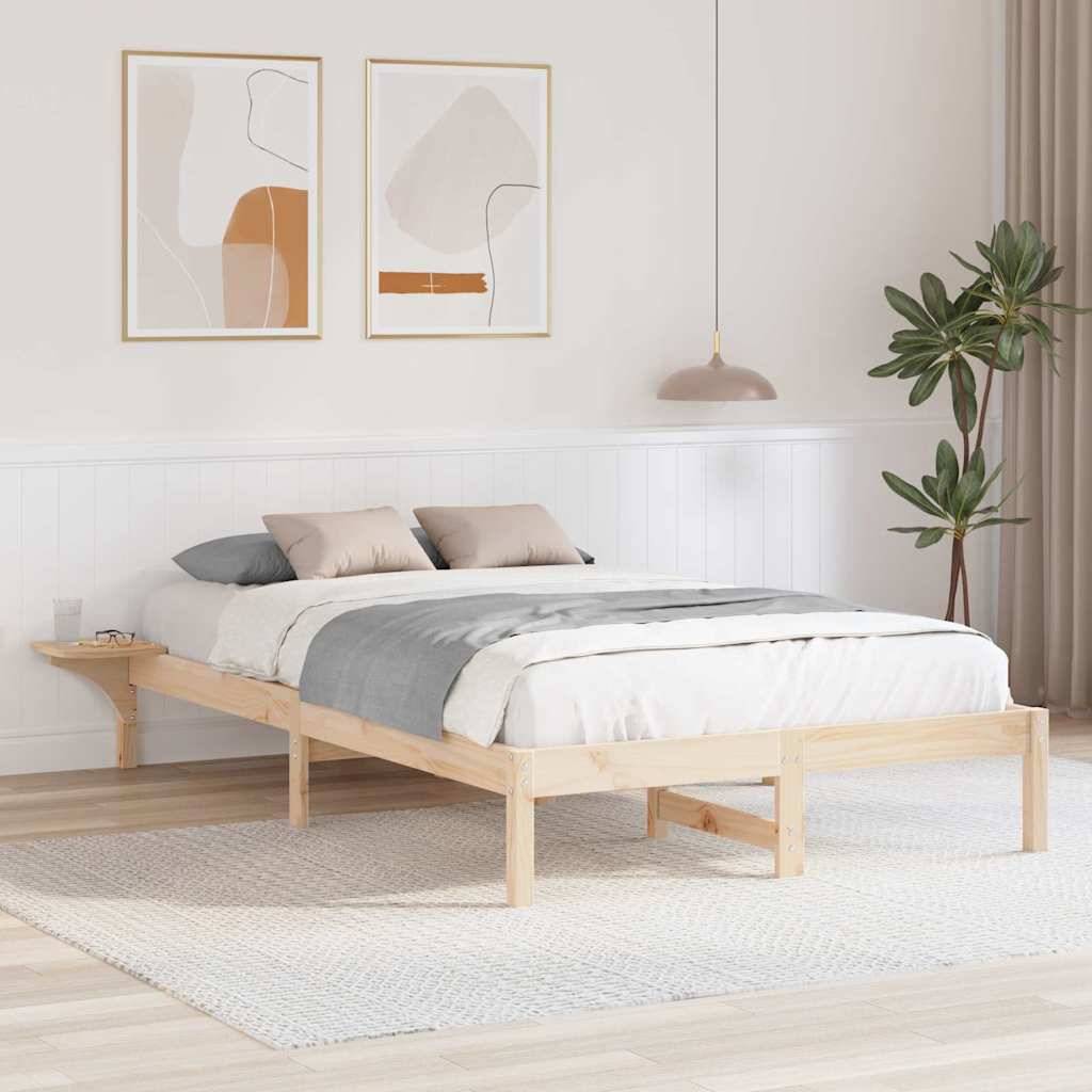 vidaXL Bettrahmen Natur 120 x 200 cm Massives Kiefernholz